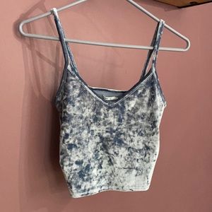 Blue crushed Velvet Crop Tank